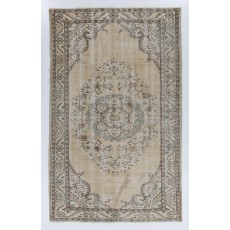 Vintage Handmade Turkish Oushak Rug in Neutral Colors