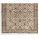 Vintage Handmade Turkish Area Rug with Over-all Floral Design