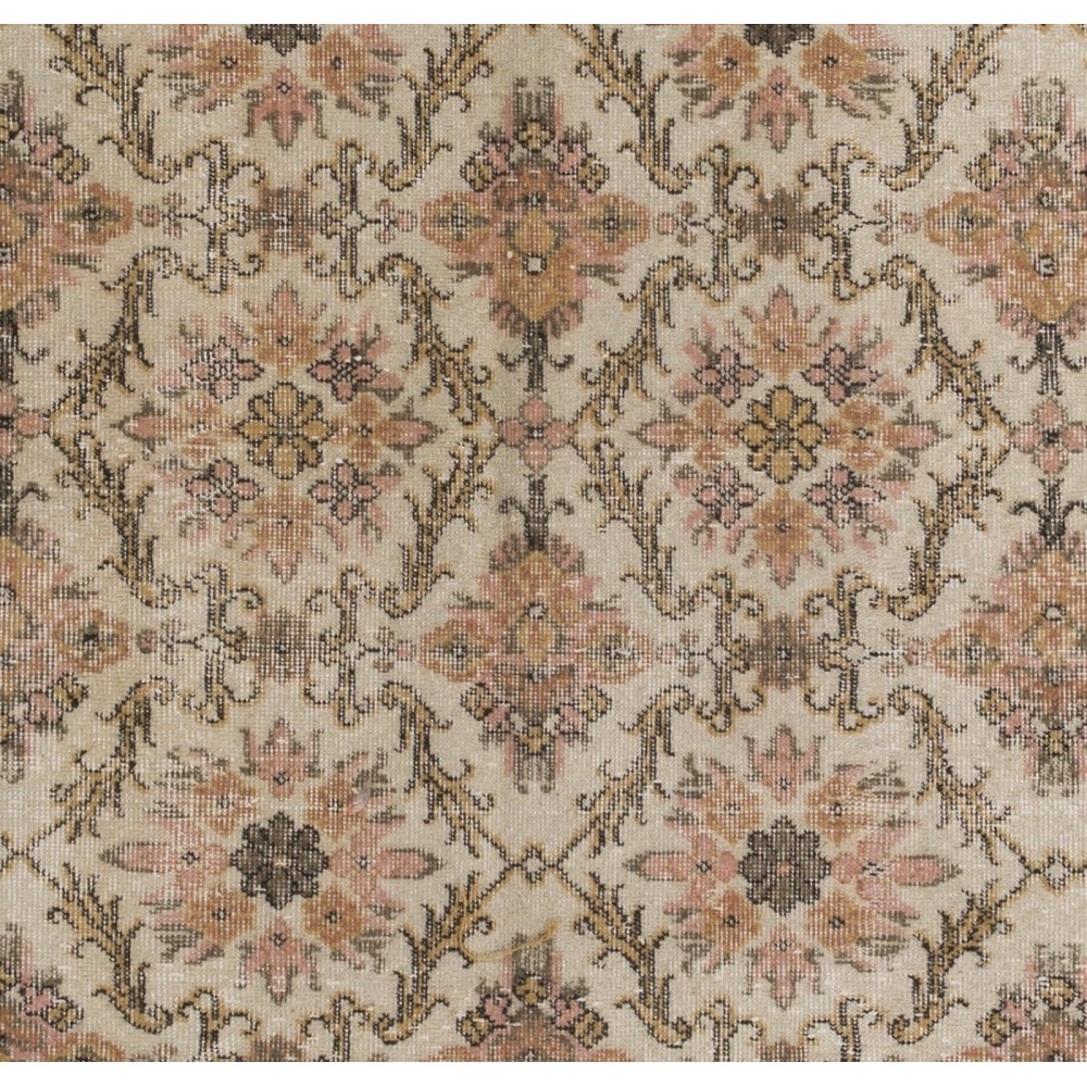 Vintage Handmade Turkish Area Rug with Over-all Floral Design