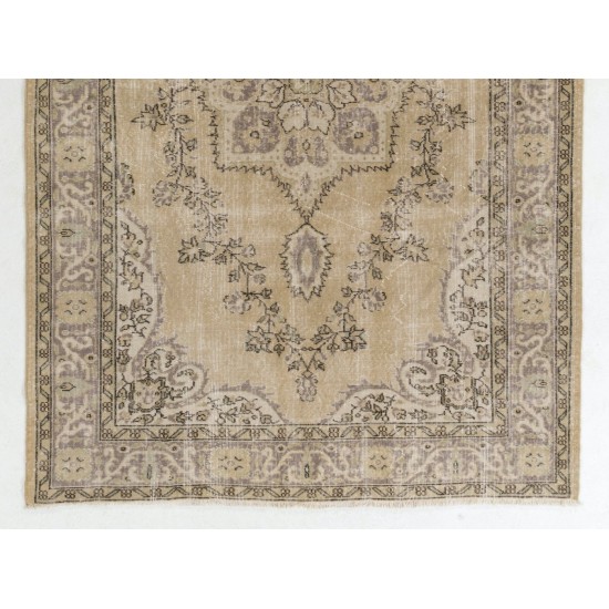 Hand-knotted Vintage Turkish Area Rug with Medallion Design