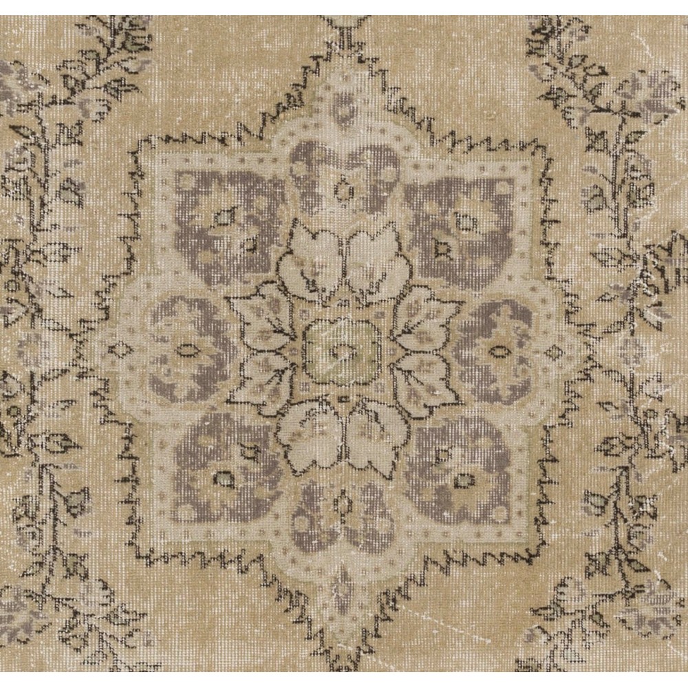 Vintage Handmade Turkish Area Rug with Medallion Design,