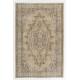 Vintage Handmade Turkish Area Rug with Medallion Design,