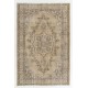 Hand-knotted Vintage Turkish Area Rug with Medallion Design