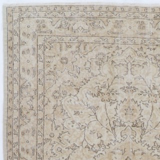 Vintage Distressed Handmade Wool Turkish Rug in Soft Neutral Colors Vintage Distressed Handmade Wool Turkish Rug in Soft Neutral Colors