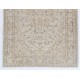 Vintage Distressed Handmade Wool Turkish Rug in Soft Neutral Colors