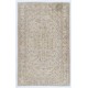 Vintage Distressed Handmade Wool Turkish Rug in Soft Neutral Colors