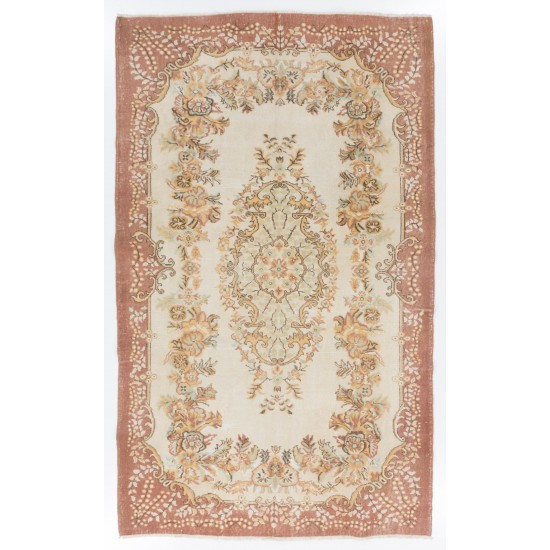 Antique Washed Hand-Knotted Vintage Anatolian Area Rug with Medallion Design.