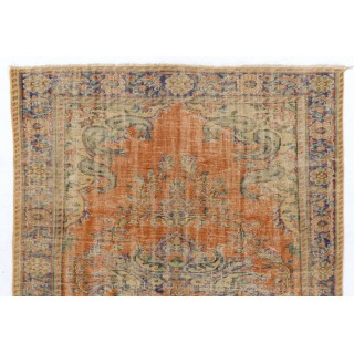 Vintage Distressed Handknotted Turkish Oushak Area Rug in Muted Rust, Sage Green & Cream with Medallion Design Vintage Distressed Handknotted Turkish Oushak Area Rug in Muted Rust, Sage Green & Cream with Medallion Design