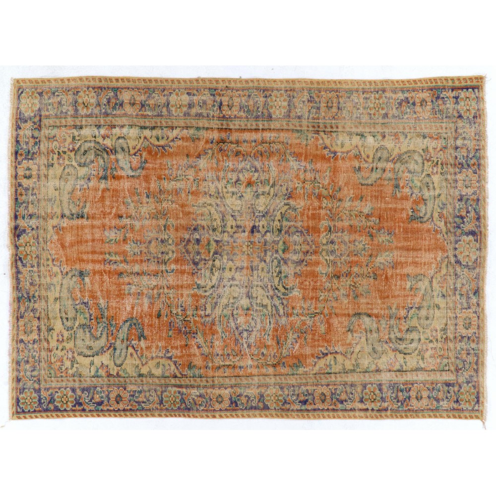 One-of-a-Kind Vintage Turkish Oushak Wool Rug