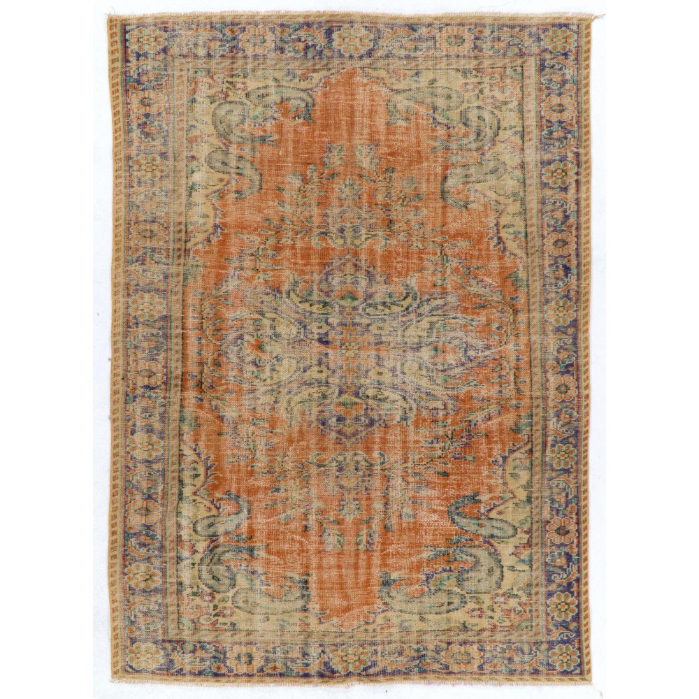 One-of-a-Kind Vintage Turkish Oushak Wool Rug