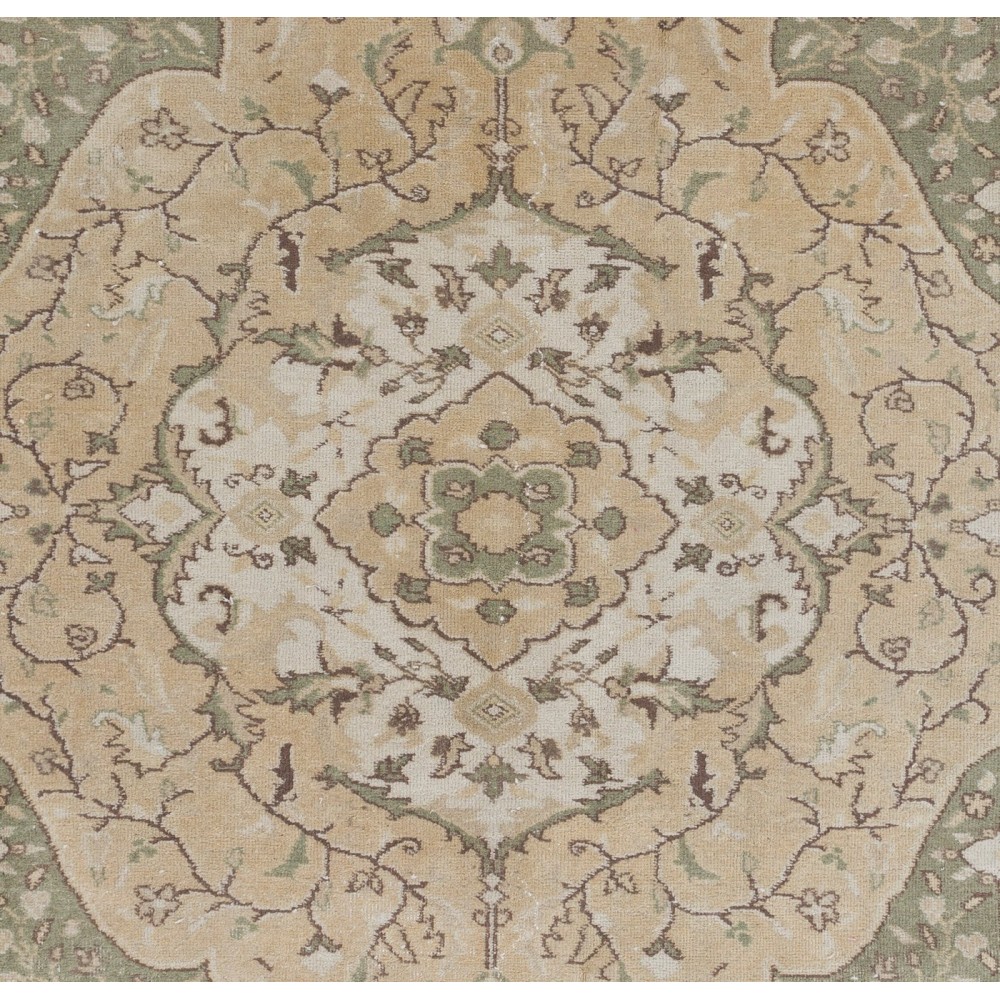 Vintage Hand-knotted Oushak Area Rug with Medallion Design