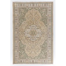 Vintage Hand-knotted Oushak Area Rug with Medallion Design