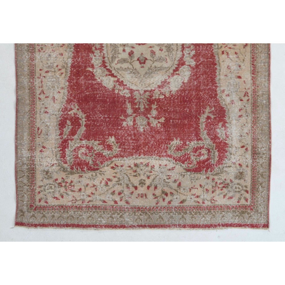 Vintage European Rug in Red, Beige and Brown Colors