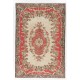 Vintage Hand-Knotted Anatolian Area Rug with Floral Medallion Design