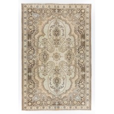 One of a Kind Vintage Handmade Turkish Area Rug with Floral Design