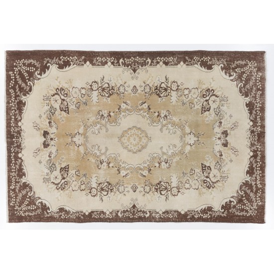 Garden Design Eastern Rug. Made of Natural Beige, Brown and Sand color Wool