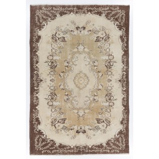 Handmade Garden Design Eastern Rug. Made of Natural Beige, Brown and Sand color Wool