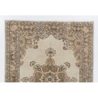 Vintage Hand Knotted Turkish Oushak Area Rug in Soft Earthy Colors Vintage Hand Knotted Turkish Oushak Area Rug in Soft Earthy Colors