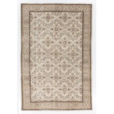Vintage Hand-knotted Floral Turkish Wool Area Rug for Rustic, Country & Farmhouse Decor