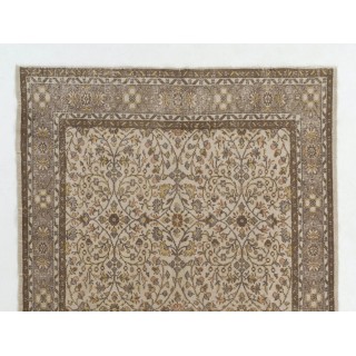 Vintage Hand-Knotted Turkish Large Rug with Floral Design
