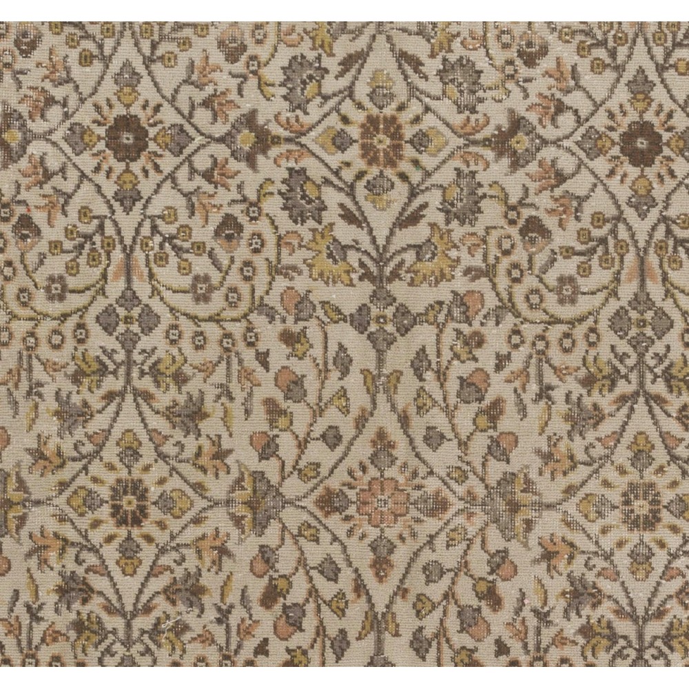 Vintage Hand-Knotted Turkish Large Rug with Floral Design