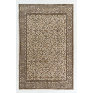 Vintage Hand-Knotted Turkish Large Rug with Floral Design
