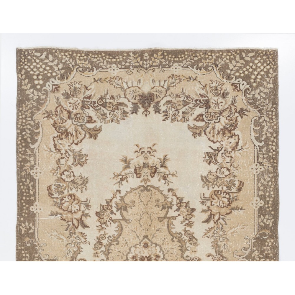 Handmade Oushak Turkish Rug, Vintage Medallion Design Carpet