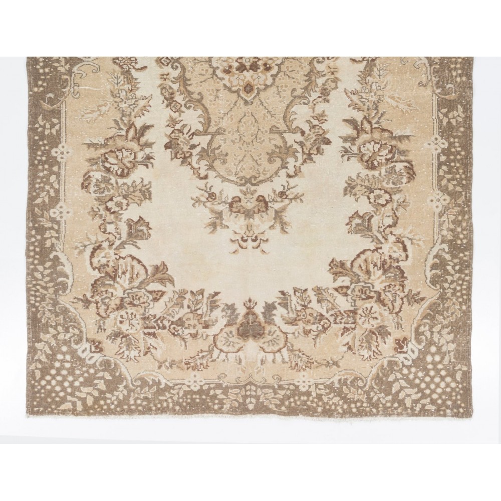 Handmade Oushak Turkish Rug, Vintage Medallion Design Carpet