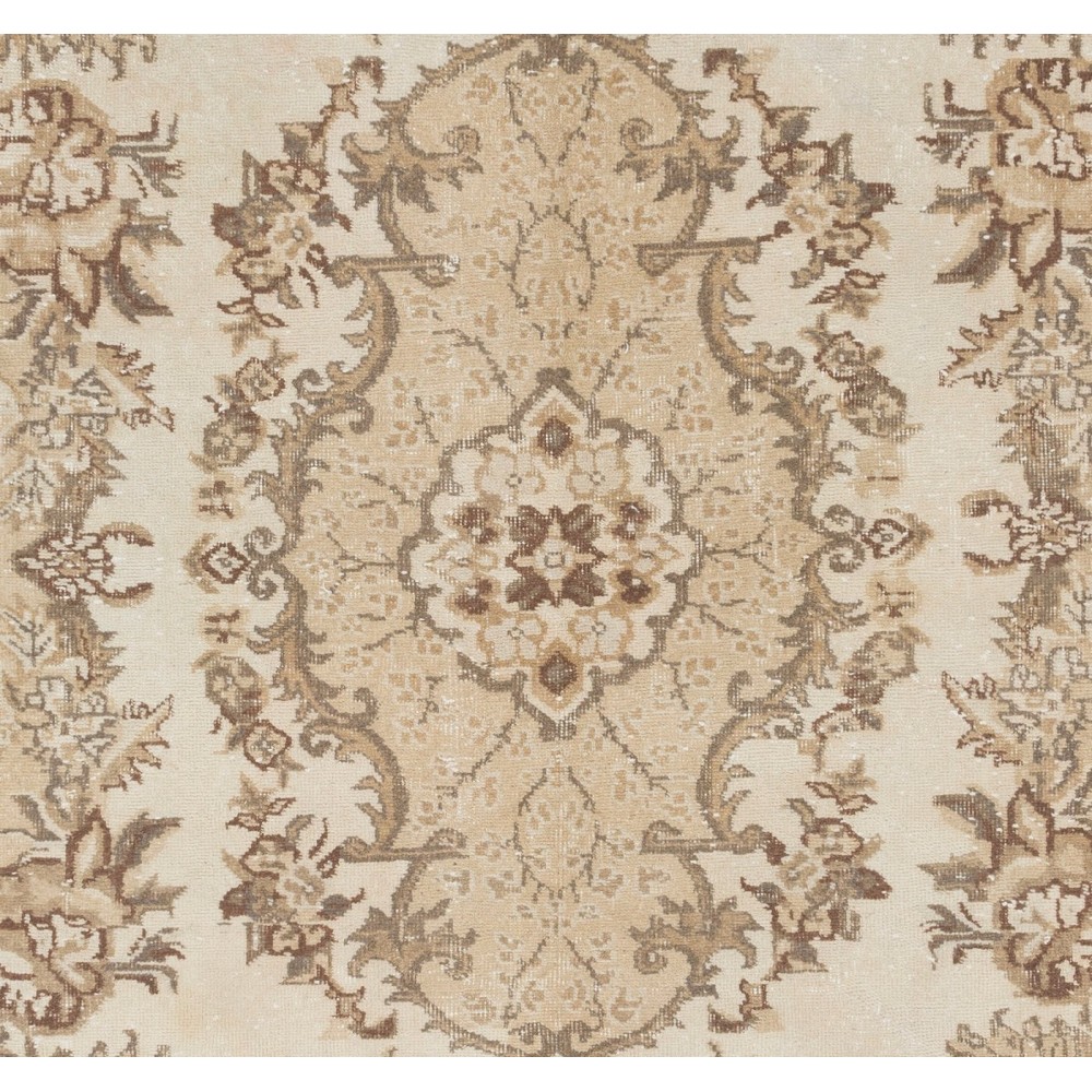 Handmade Oushak Turkish Rug, Vintage Medallion Design Carpet