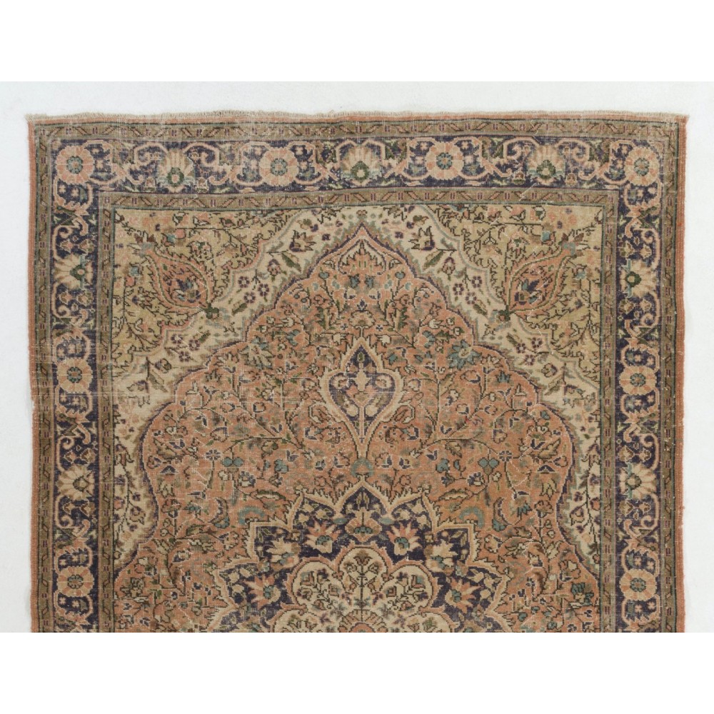 One-of-a-Kind Handmade Vintage Turkish Oushak Rug in Faded Rose