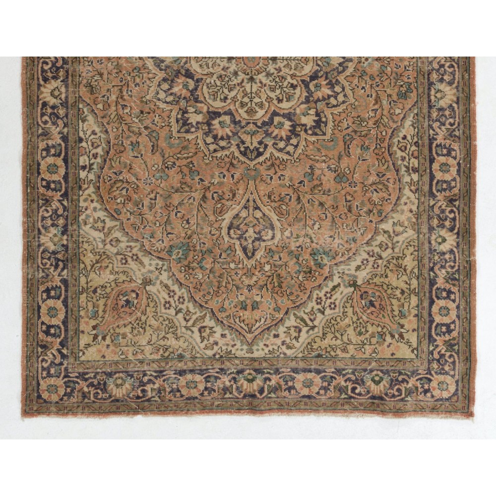 One-of-a-Kind Handmade Vintage Turkish Oushak Rug in Faded Rose
