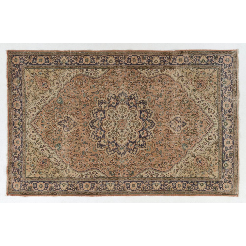 One-of-a-Kind Handmade Vintage Turkish Oushak Rug in Faded Rose