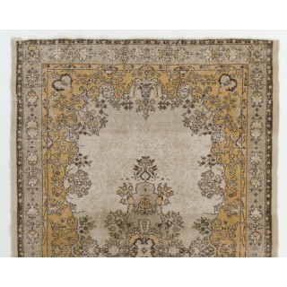 Fine Vintage Handmade Turkish Rug in Light Gray, Brown, Rust and Beige Colors. Fine Vintage Handmade Turkish Rug in Light Gray, Brown, Rust and Beige Colors.
