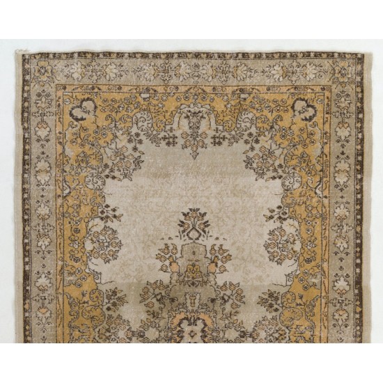 Fine Vintage Turkish Rug in Light Gray, Brown, Rust and Beige Colors.