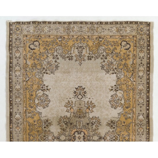 Fine Vintage Turkish Rug in Light Gray, Brown, Rust and Beige Colors. Fine Vintage Turkish Rug in Light Gray, Brown, Rust and Beige Colors.