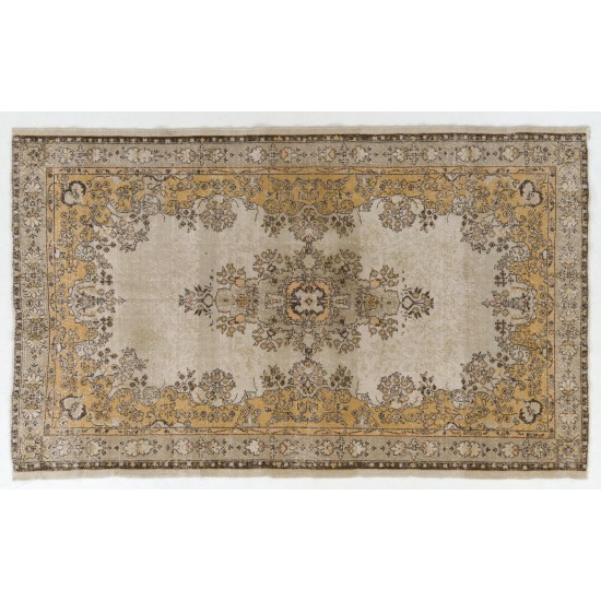 Fine Vintage Turkish Rug in Light Gray, Brown, Rust and Beige Colors.