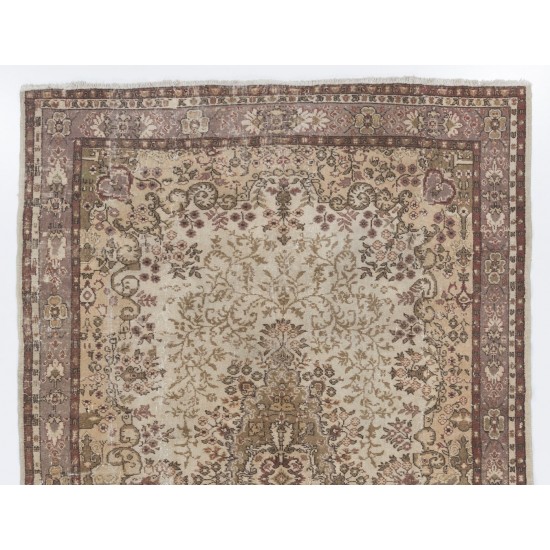 One of a Kind Vintage Anatolian Oushak Rug. Hand-Knotted Wool Carpet