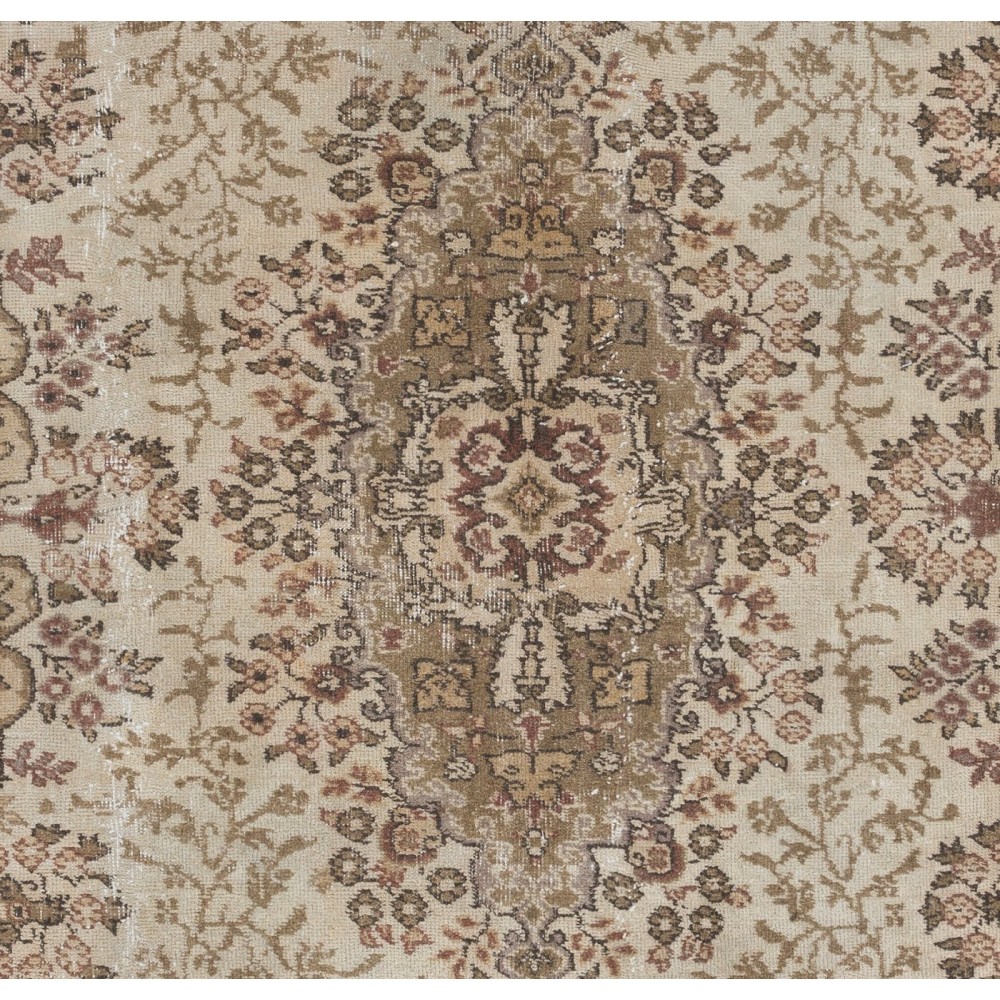 One of a Kind Vintage Anatolian Oushak Rug. Hand-Knotted Wool Carpet