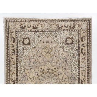Hand Knotted Vintage Medallion Design Anatolian Rug in Neutral Colors Hand Knotted Vintage Medallion Design Anatolian Rug in Neutral Colors