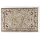 Hand Knotted Vintage Medallion Design Anatolian Rug in Neutral Colors