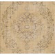 One of a Kind Vintage Hand Knotted Oushak Area Rug in Soft Colors. Wool Carpet