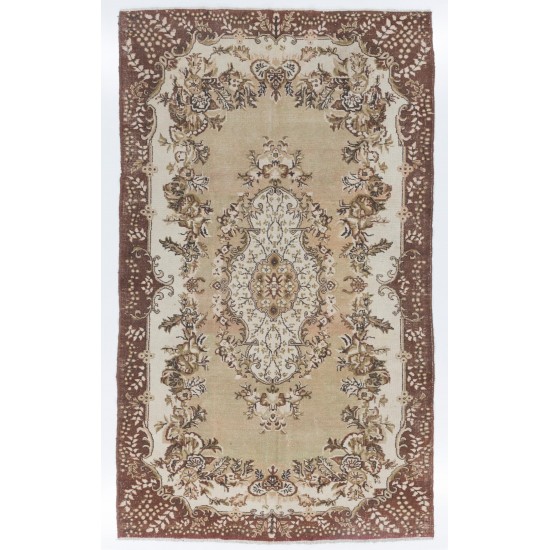 Hand-Knotted Vintage Garden Design Anatolian Rug Hand-Knotted Vintage Garden Design Anatolian Rug