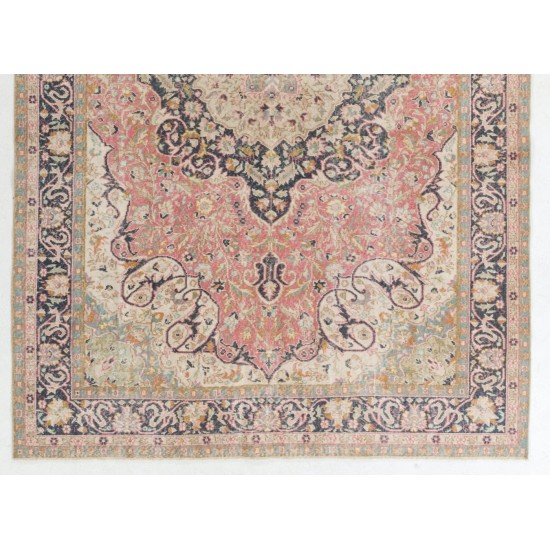 Fine Semi-Antique Hand-Knotted Turkish Wool Rug in Soft Colors Fine Semi-Antique Hand-Knotted Turkish Wool Rug in Soft Colors