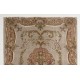 Aubusson-Inspired Vintage Turkish Handmade Wool Rug in Faded Rose, Gray