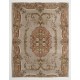 Aubusson-Inspired Vintage Turkish Handmade Wool Rug in Faded Rose, Gray