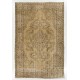 Hand-Knotted Anatolian Area Rug with Medallion Design. Vintage Carpet for Rustic, Country Homes