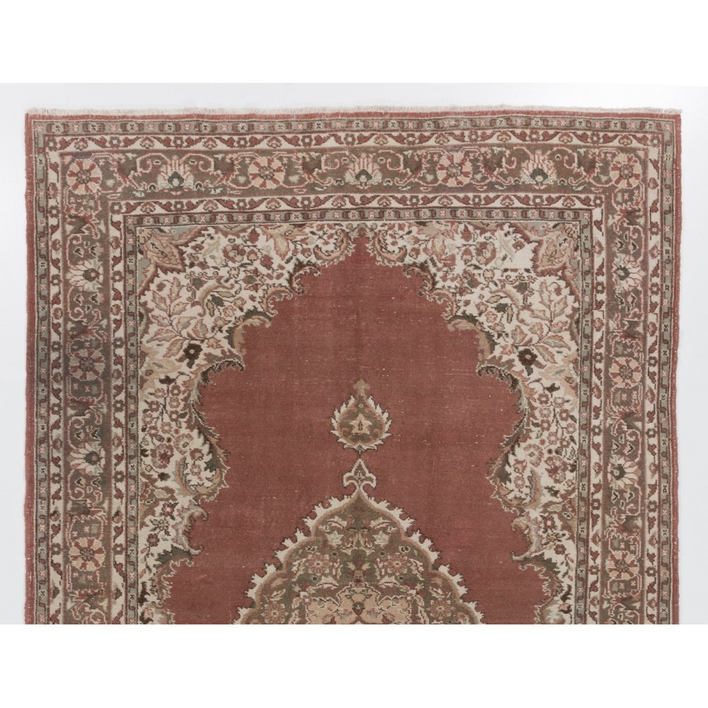 Vintage Hand Knotted Turkish Oushak Rug with Medallion Design