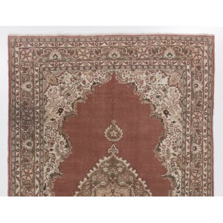 Vintage Hand Knotted Turkish Oushak Rug with Medallion Design