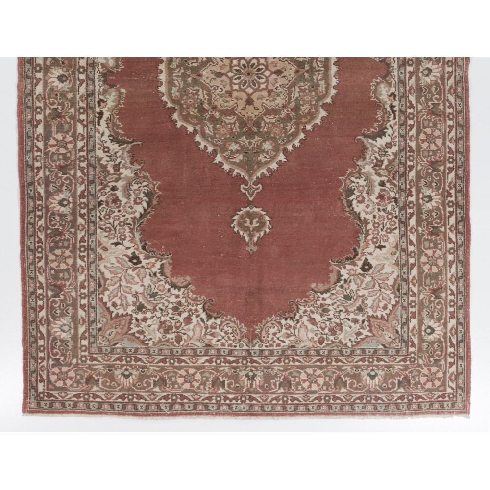 Vintage Hand Knotted Turkish Oushak Rug with Medallion Design