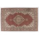 Vintage Hand Knotted Turkish Oushak Rug with Medallion Design